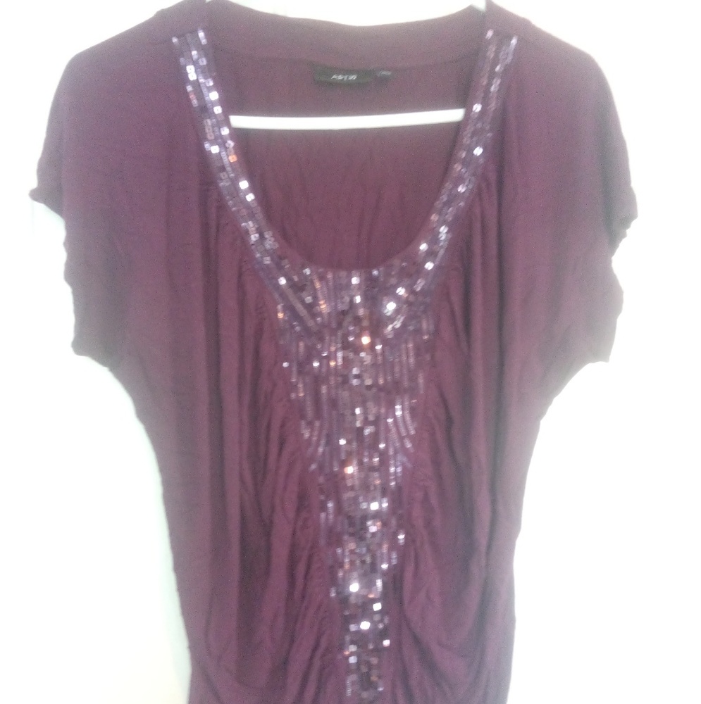 Plum colored sequin top
